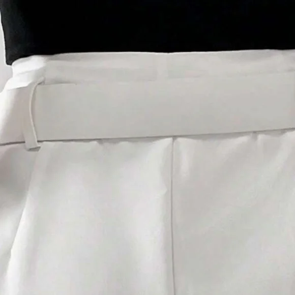 Minimalist White High Waisted Cuffed Shorts - Picture 2 of 4